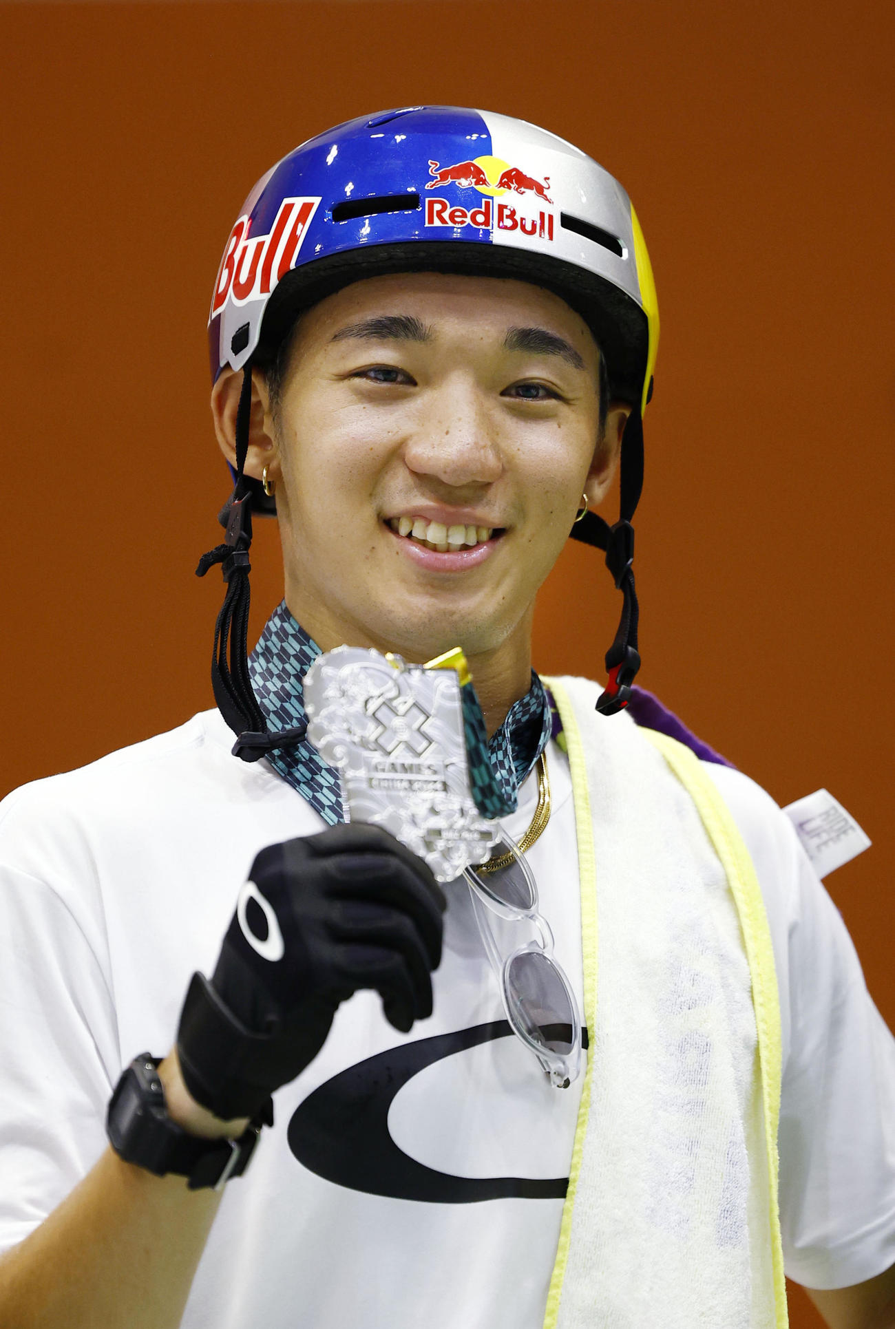 自転車BMXフリースタイル・パーク男子で2位に入った中村輪夢（共同）