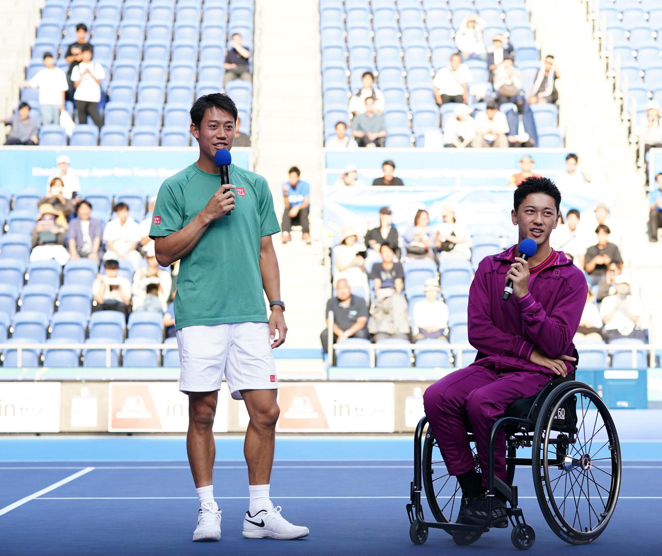 トークショーに登場した小田（右）と錦織（撮影・横山健太）