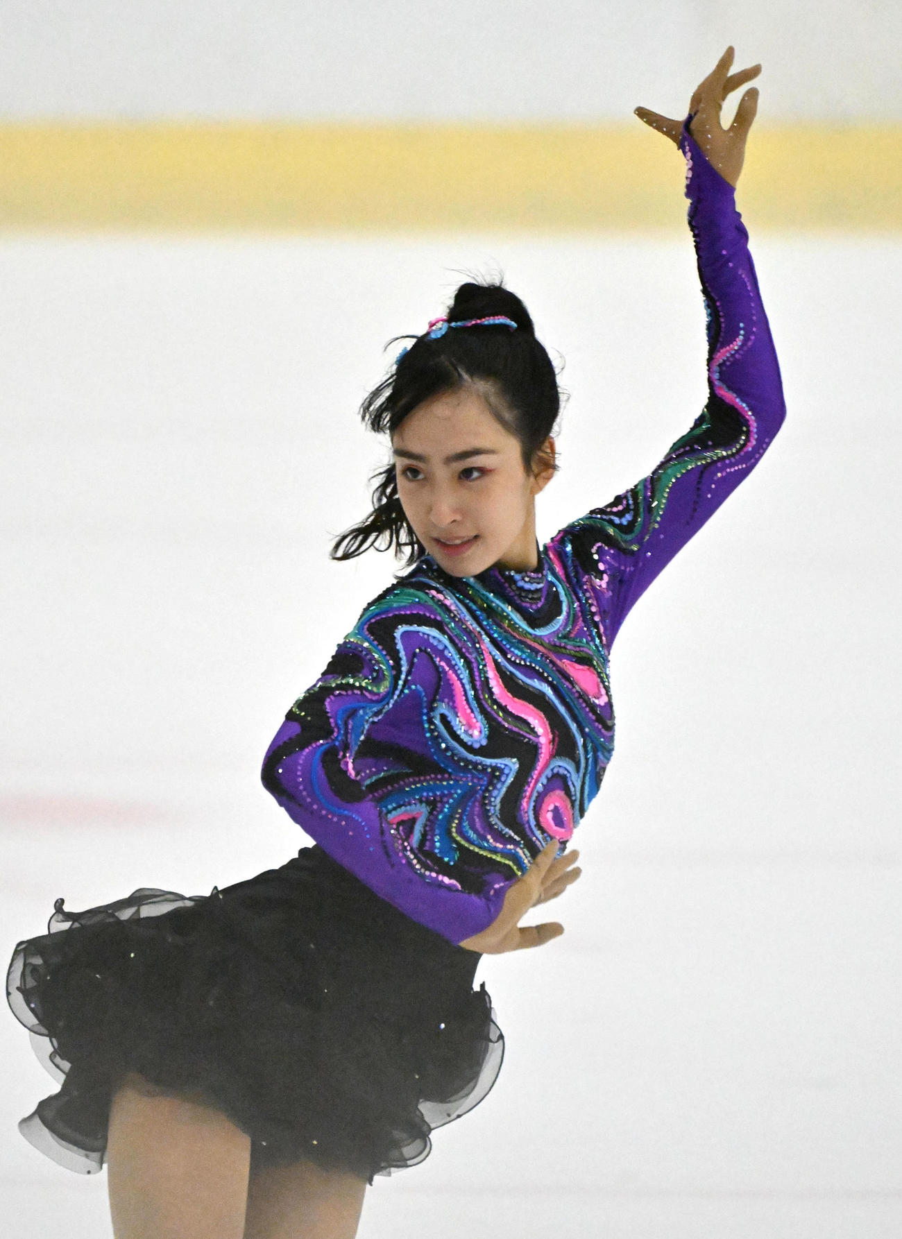 ジュニア女子ショートプログラムを披露する櫛田育良（撮影・石井愛子）