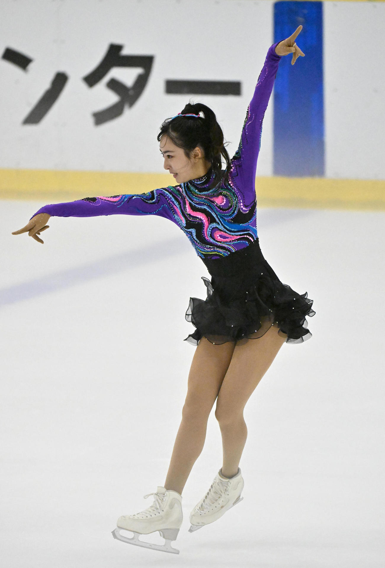 ジュニア女子ショートプログラムを披露する櫛田育良（撮影・石井愛子）