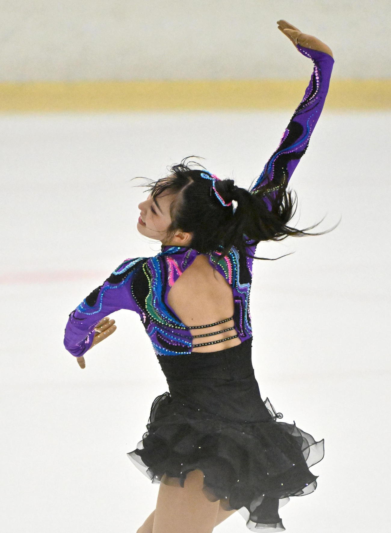 ジュニア女子ショートプログラムを披露する櫛田育良（撮影・石井愛子）