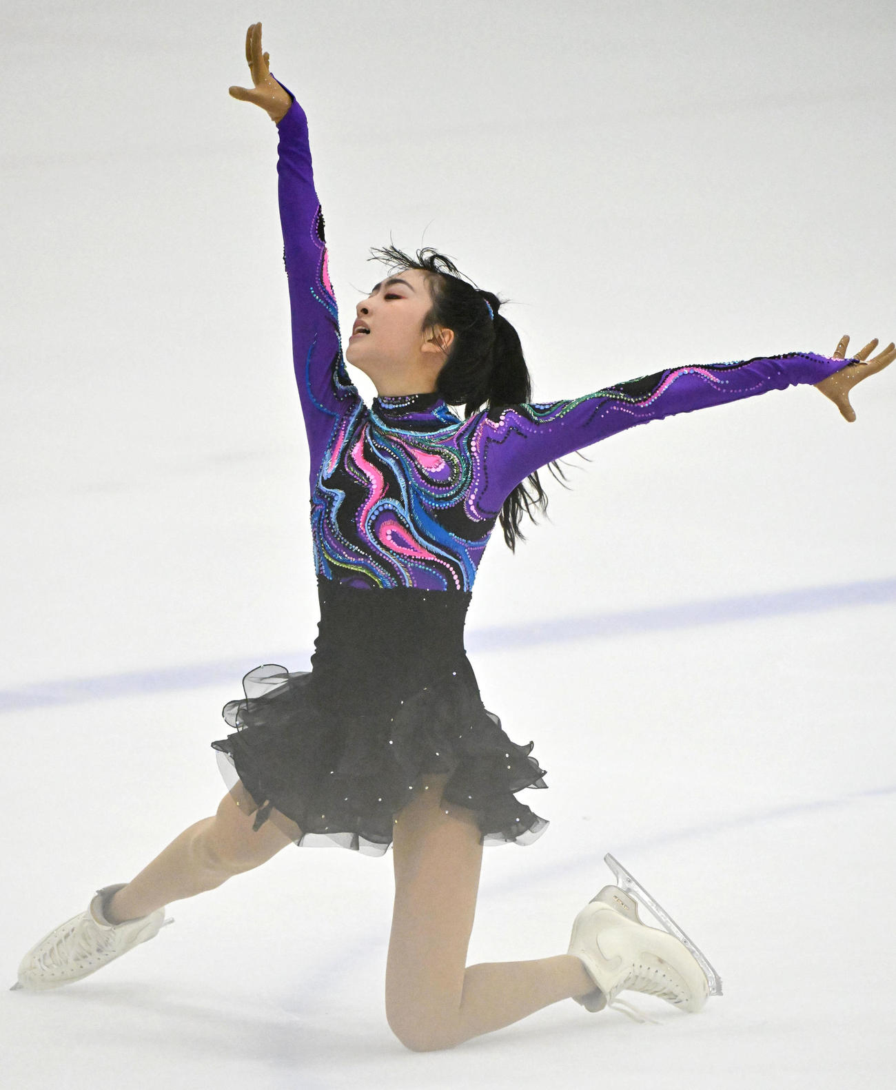 ジュニア女子ショートプログラムを披露する櫛田育良（撮影・石井愛子）