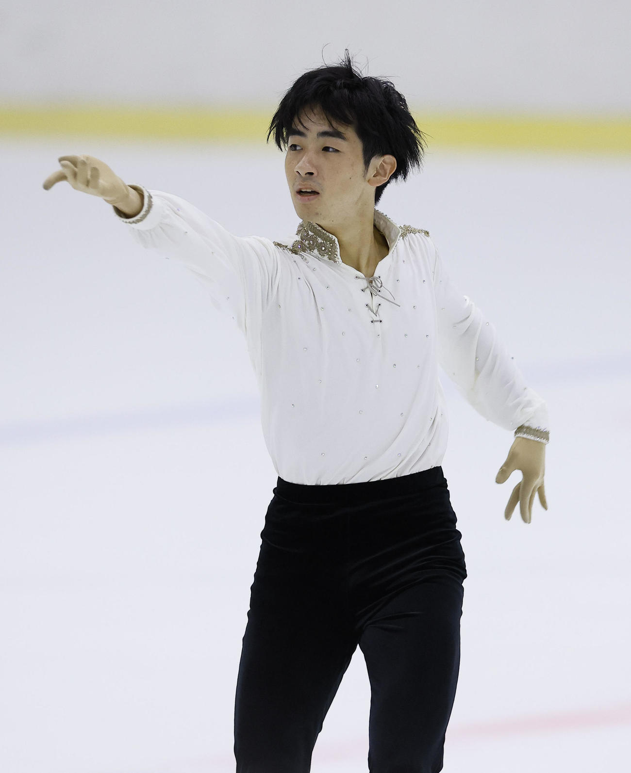 男子ショートプログラム　演技する壷井達也（撮影・藤尾明華）