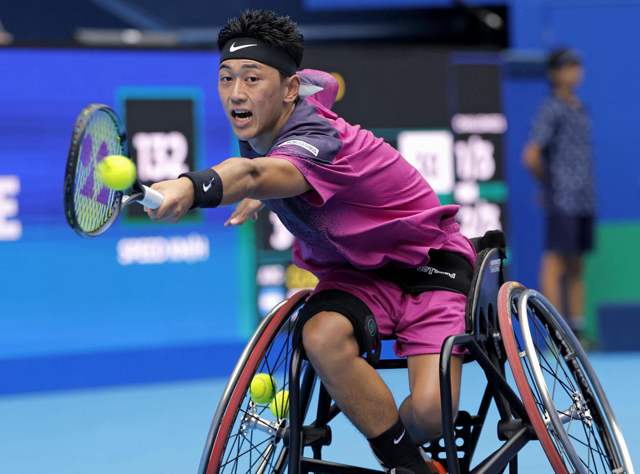 車いすの部シングルスで優勝した小田凱人＝有明コロシアム（共同）