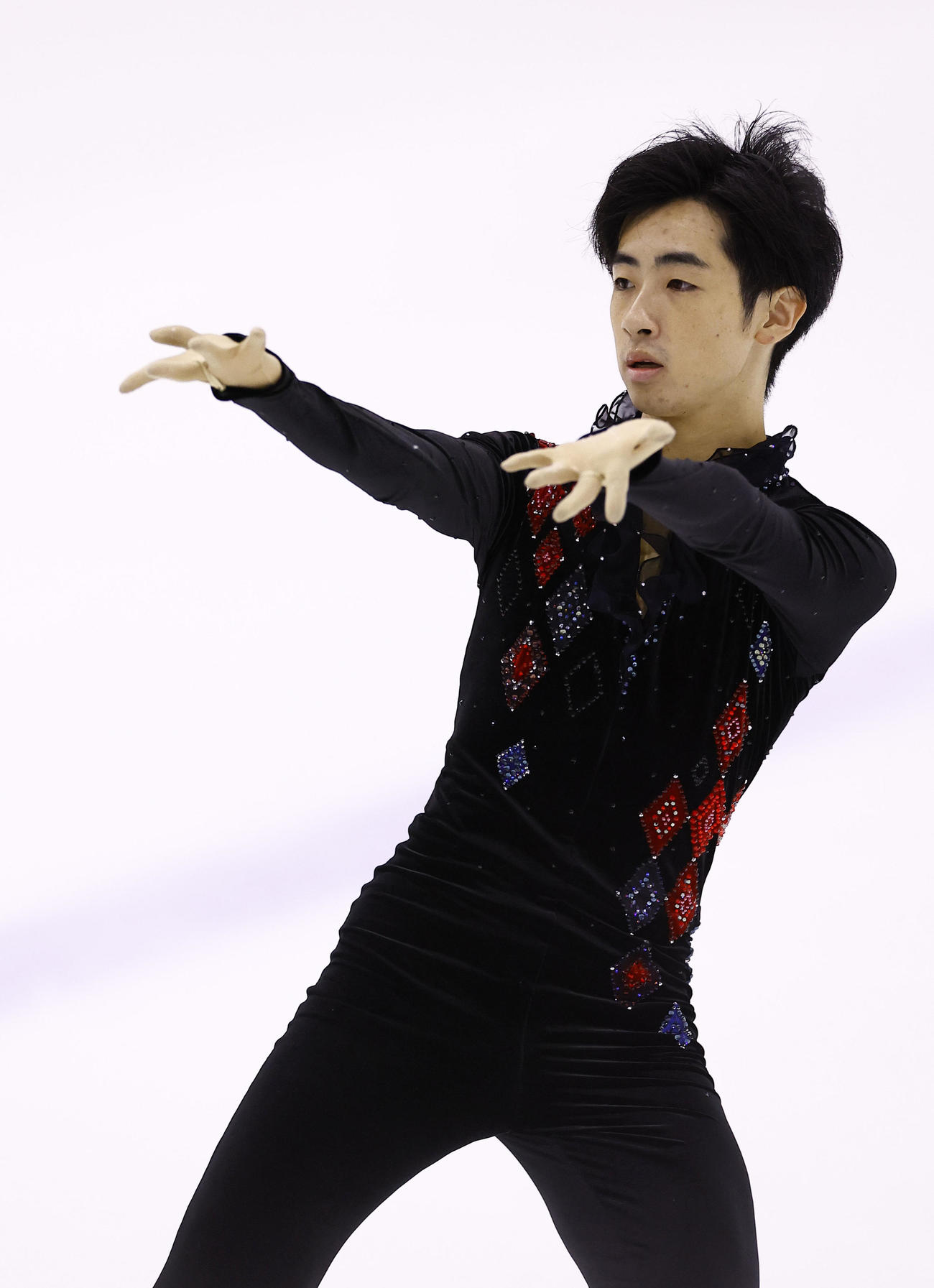 男子フリー　演技する壷井達也（撮影・藤尾明華）