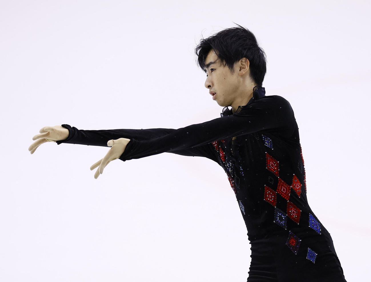 男子フリー　演技する壷井達也（撮影・藤尾明華）