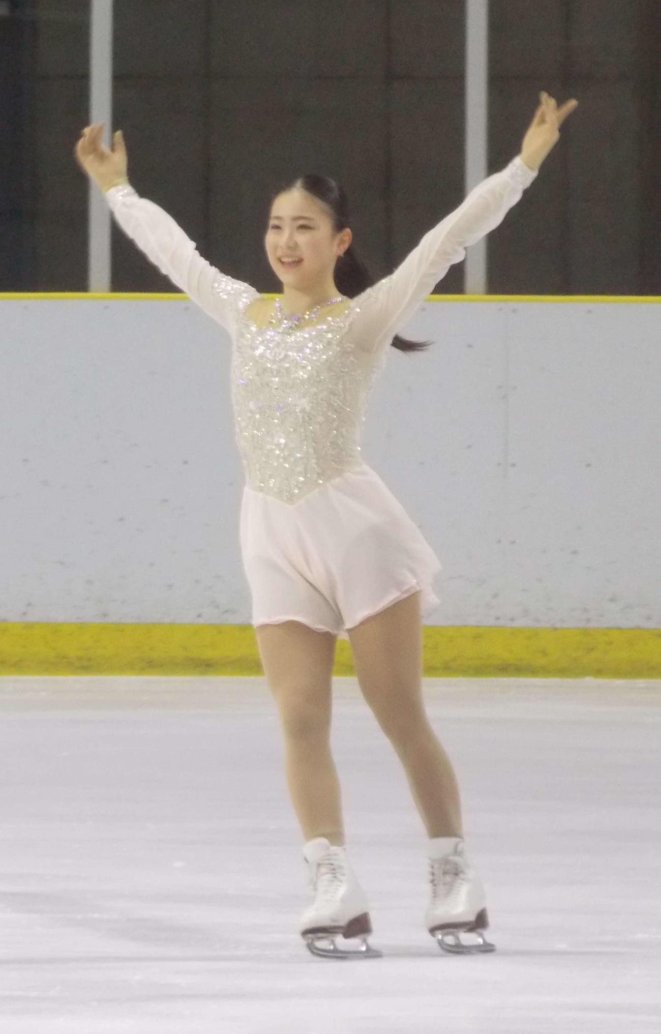 関東選手権女子フリーに笑顔で臨む吉岡詩果（撮影・松本航）