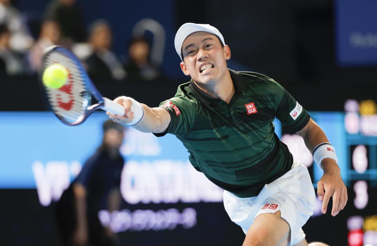 シングルス準々決勝で敗退した錦織圭（共同）