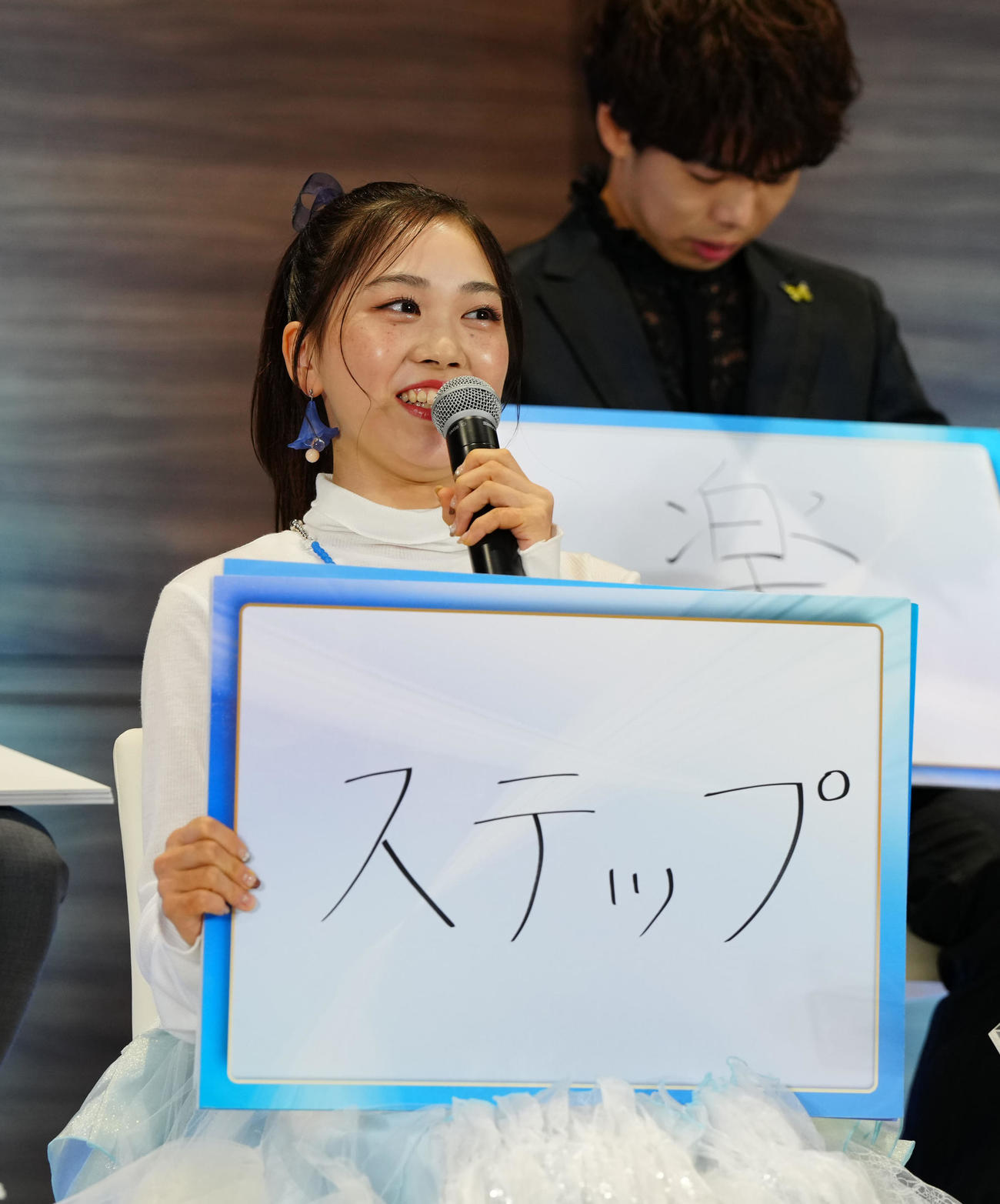 2024－25年シーズンフィギュアスケート記者会見でテーマを発表する吉田（撮影・江口和貴）