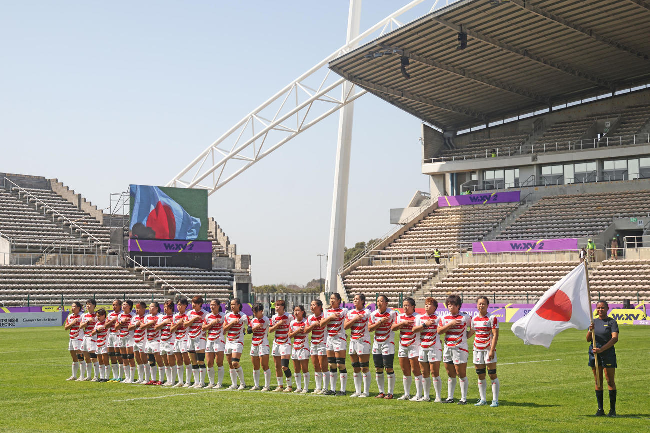 10月5日、WXV2第2戦のスコットランド戦に臨む日本代表（C）JRFU