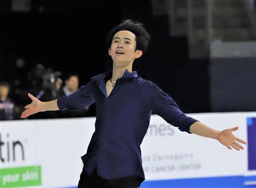フィギュアスケートGPシリーズ第1戦スケートアメリカ 男子SPで演技を披露する島田(撮影・藤塚大輔)
