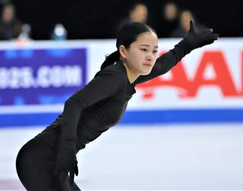フィギュアスケートGPシリーズ第1戦スケートアメリカ　女子フリーへ向けた公式練習に参加した渡辺（撮影・藤塚大輔）
