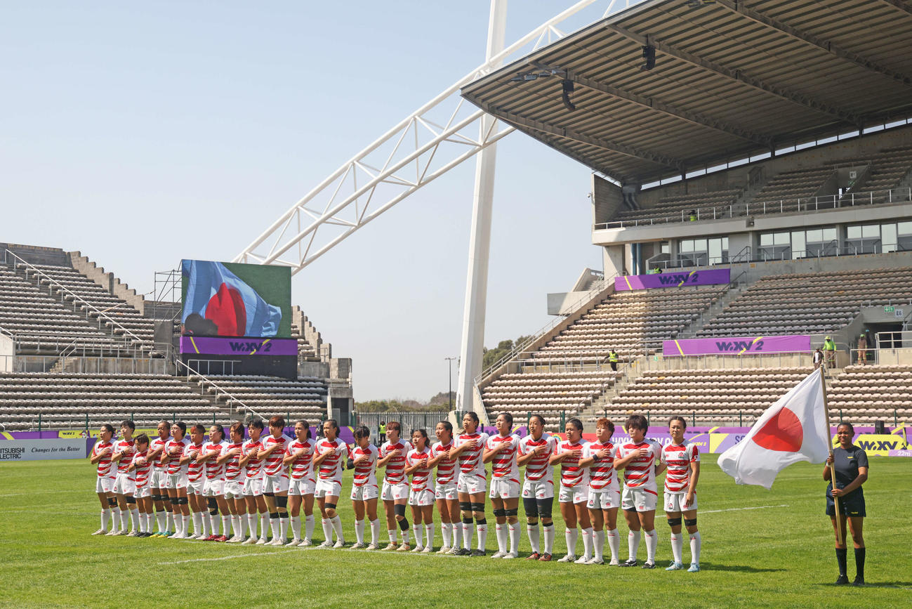 10月5日、WXV2第2戦のスコットランド戦に臨む日本代表（C）JRFU