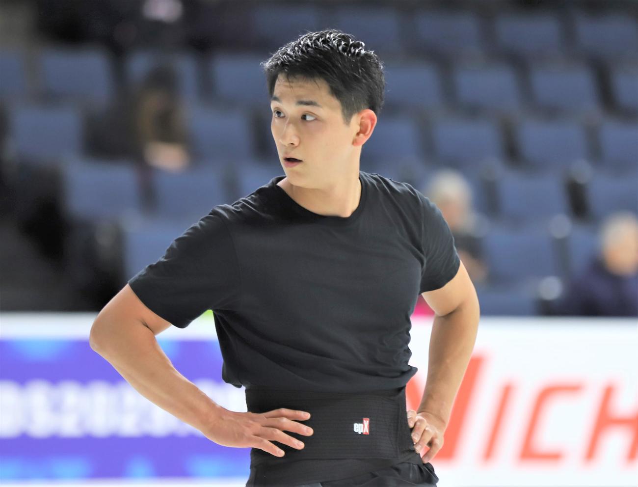 GPシリーズ第1戦スケートアメリカの公式練習に参加した木原龍一（撮影・藤塚大輔）