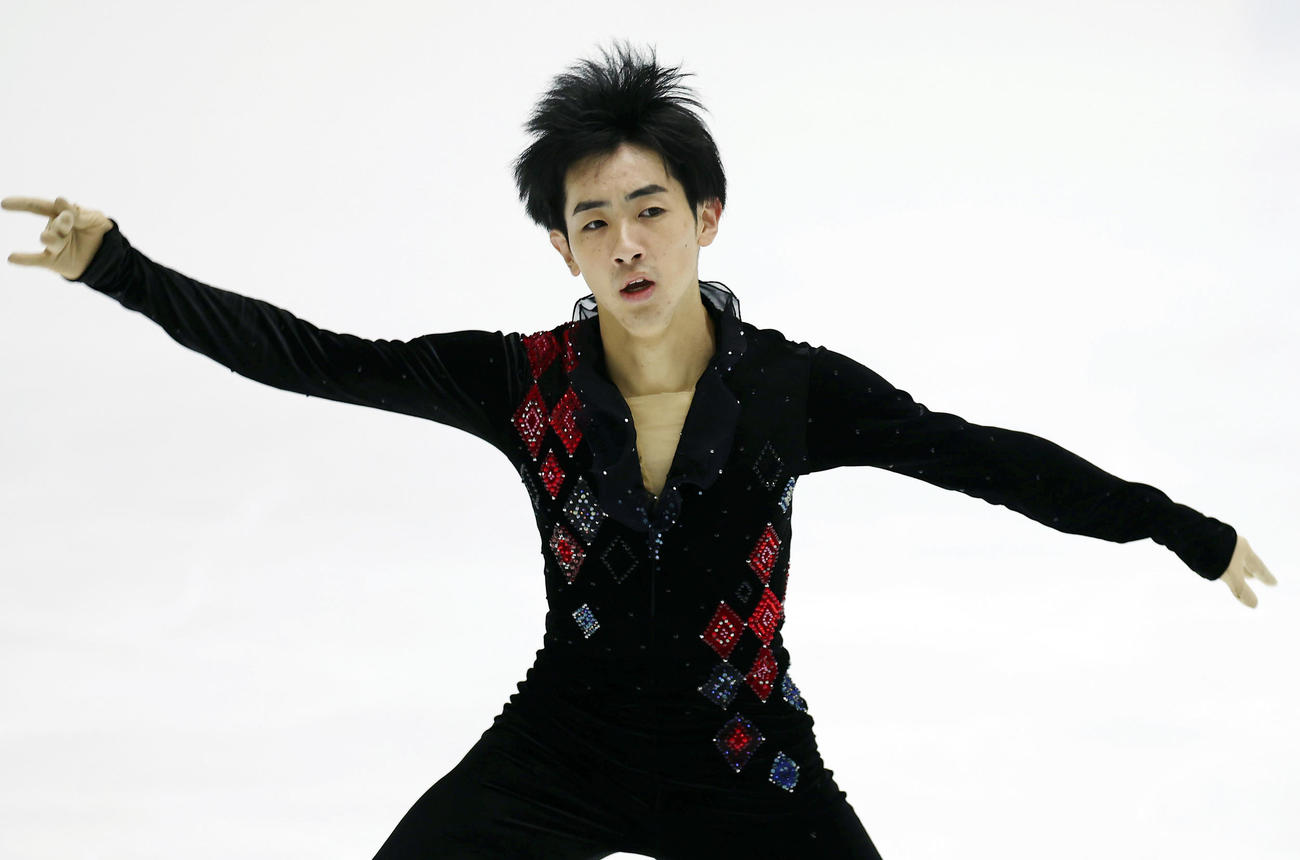 男子フリーで演技する壷井（撮影・前田充）