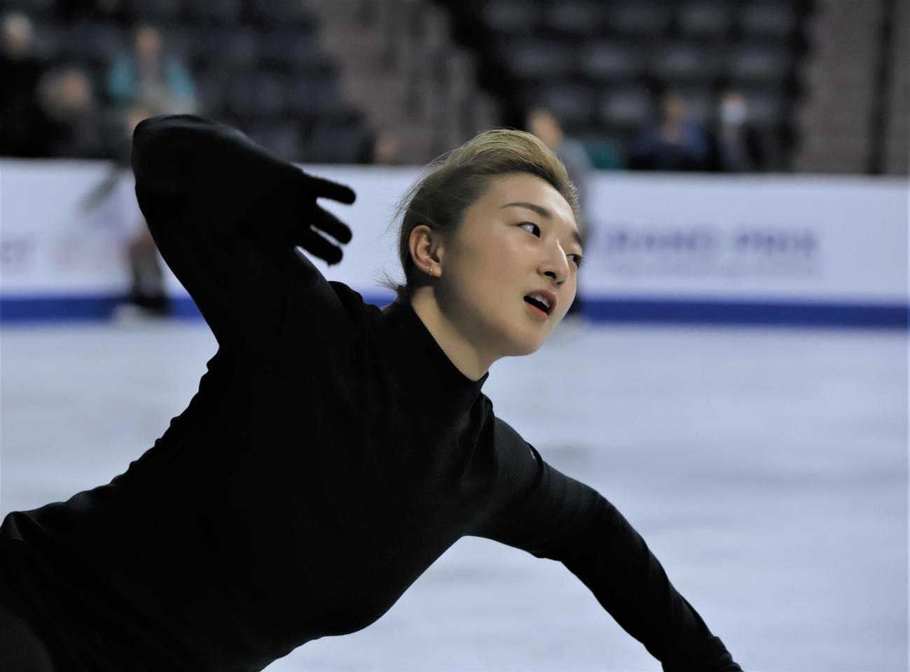 フィギュアスケートGPシリーズ　スケートカナダの公式練習に参加した坂本（撮影・藤塚大輔）