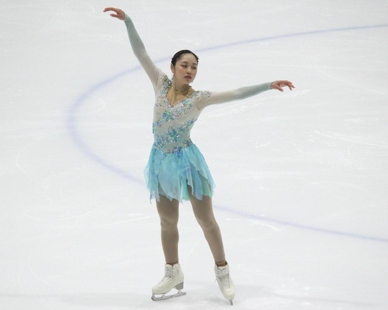東日本選手権でショートプログラムを演じる江川（撮影・勝部晃多）