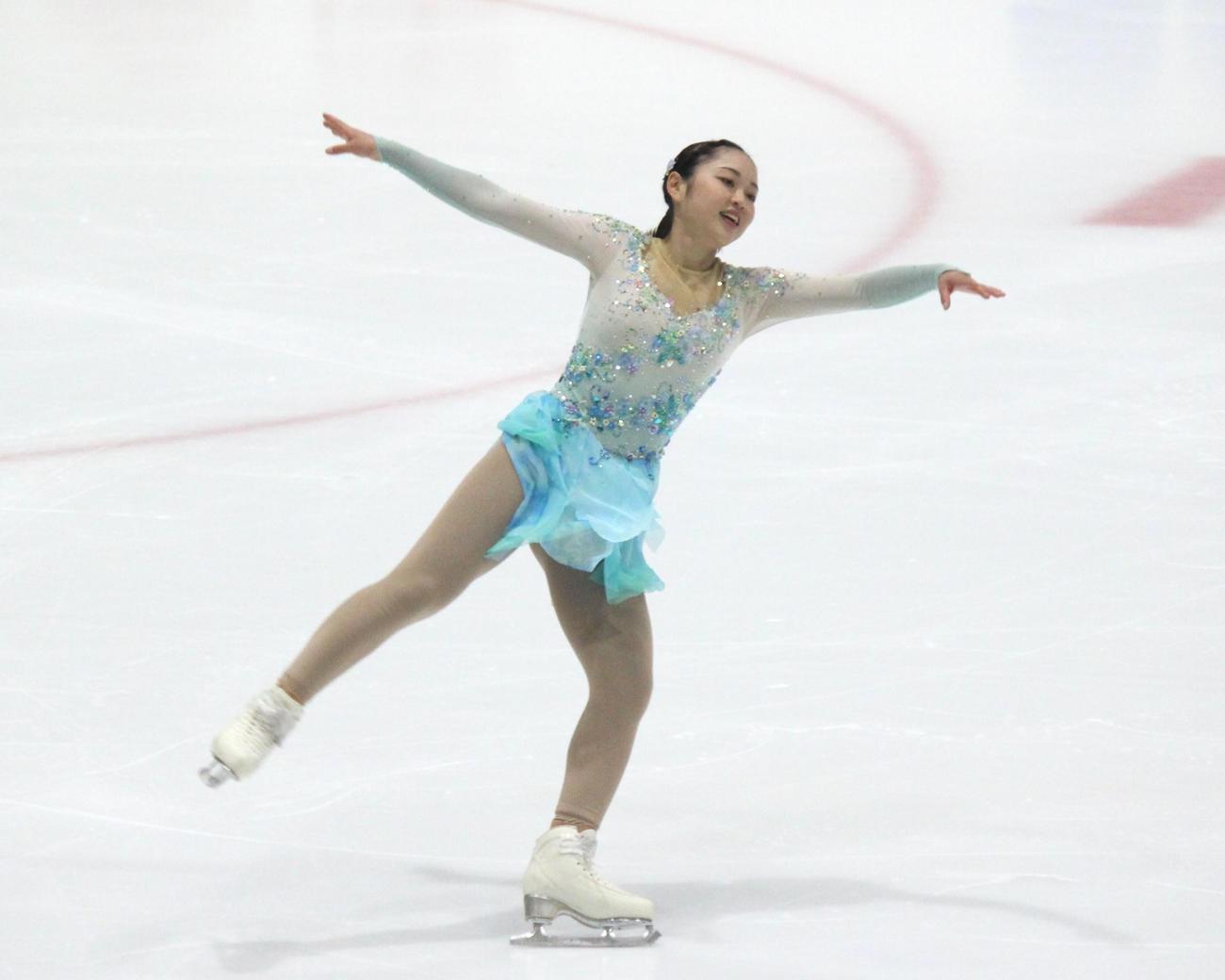 東日本選手権でショートプログラムを演じる江川（撮影・勝部晃多）