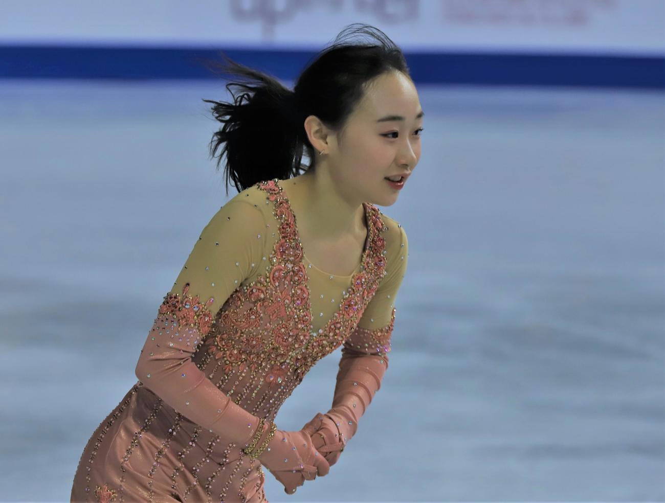 フィギュアスケートGPシリーズ　スケートカナダの公式練習に参加した松生（撮影・藤塚大輔）