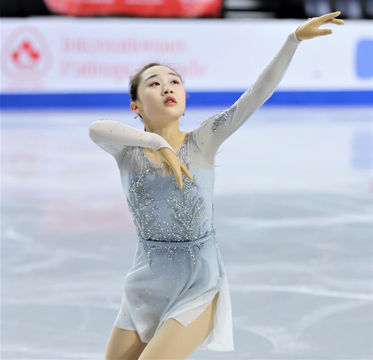 フィギュアスケートGPシリーズスケートカナダ　女子フリー当日の公式練習に参加した松生理乃（撮影・藤塚大輔）