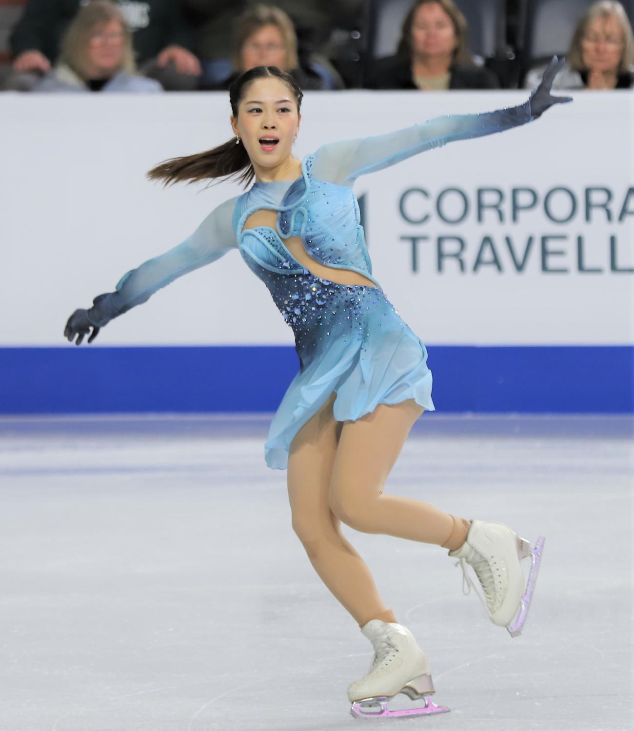 フィギュアスケートGPシリーズ　スケートカナダ女子SPで演技を披露する吉田（撮影・藤塚大輔）