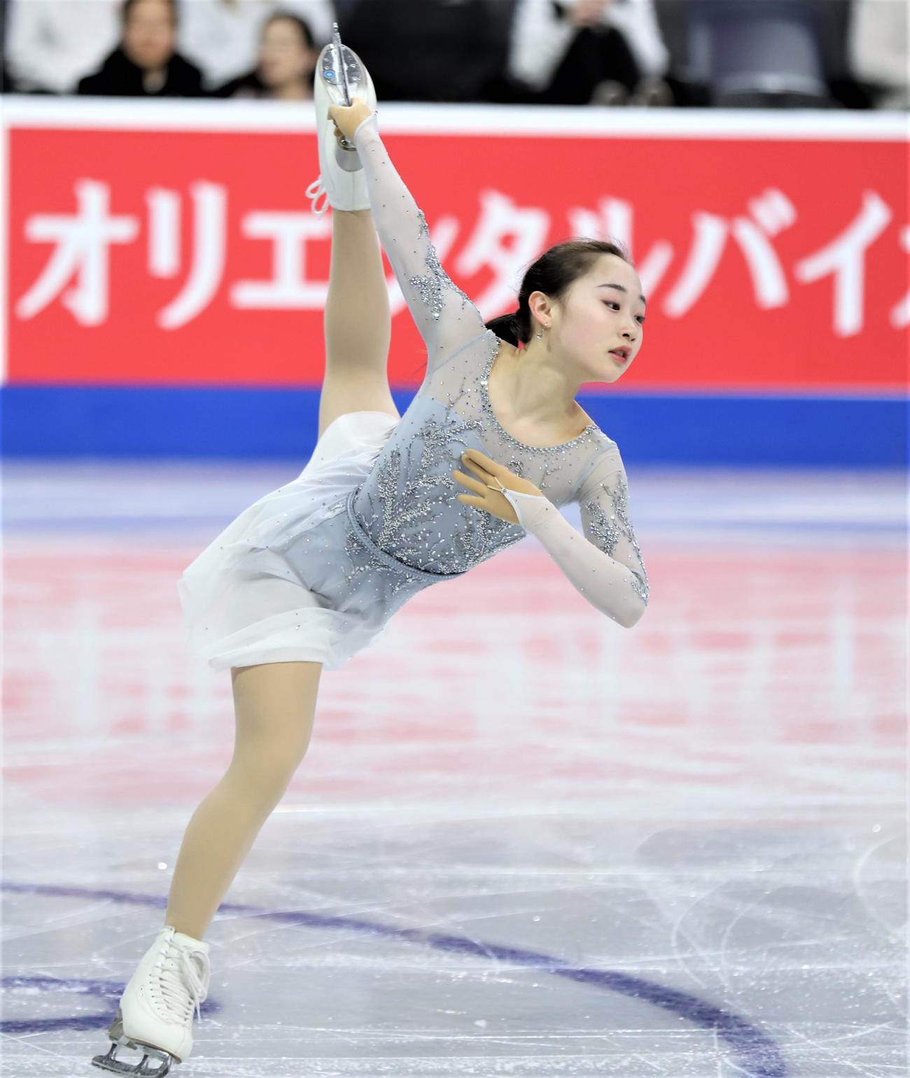 フィギュアスケートGPシリーズスケートカナダ　女子フリー当日の公式練習に参加した松生理乃（撮影・藤塚大輔）