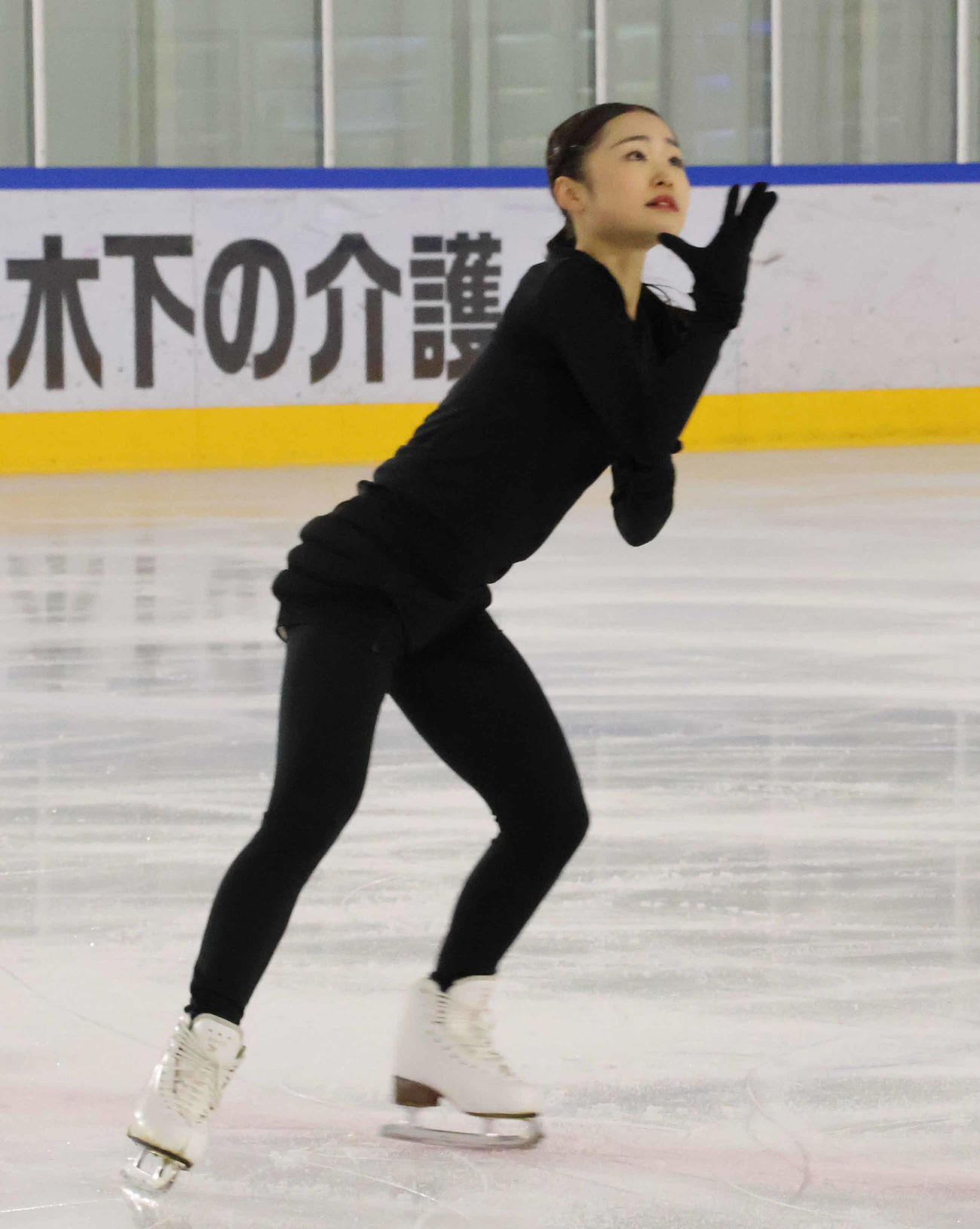 氷上で練習する島田麻央（撮影・竹本穂乃加）