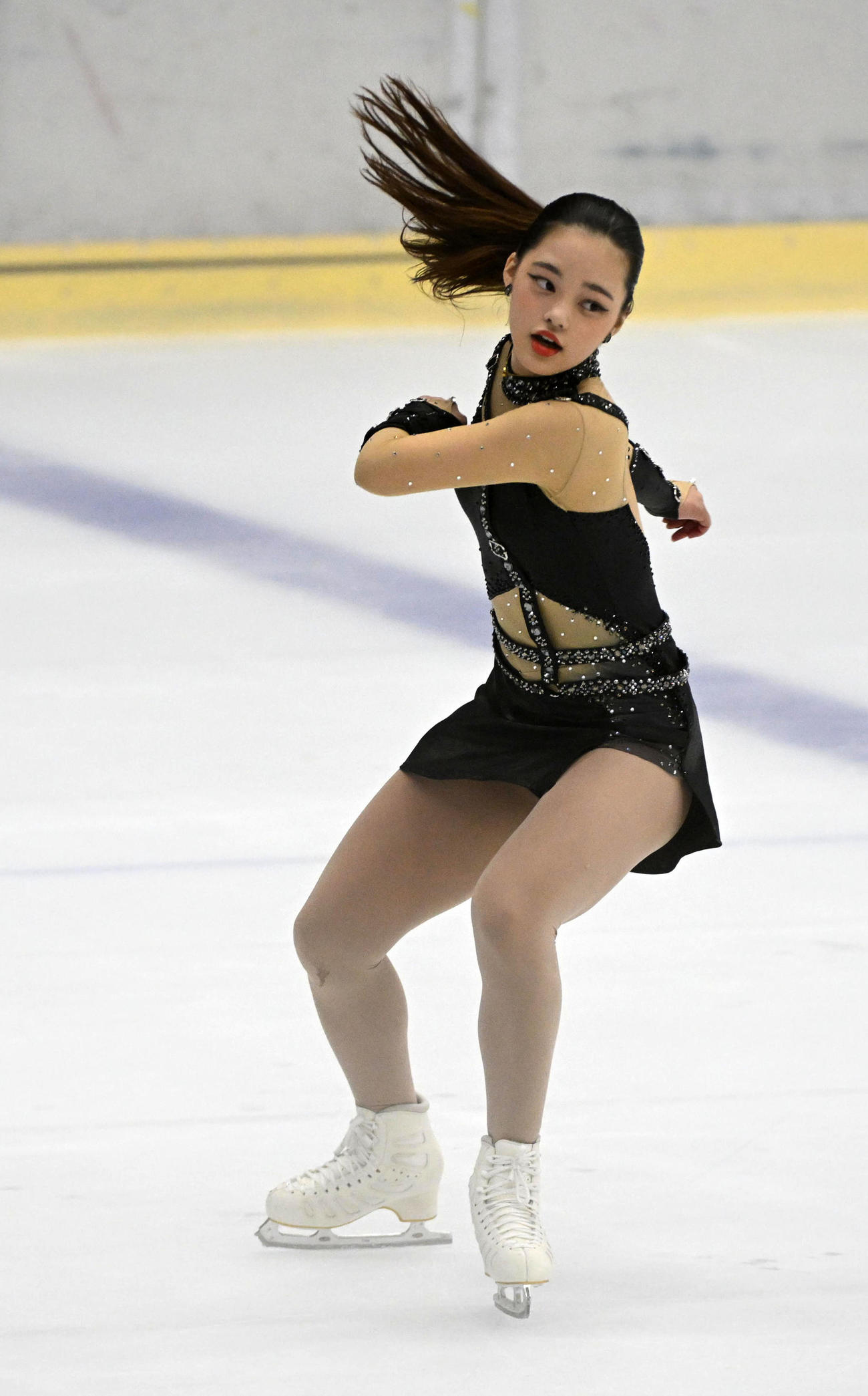女子SPで演技を行う横井きな結（撮影・前岡正明）