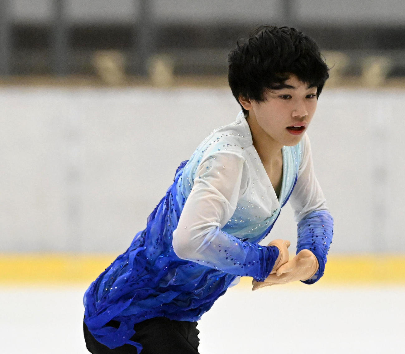 ジュニア男子フリーで演技を行う高橋星名（撮影・前岡正明）