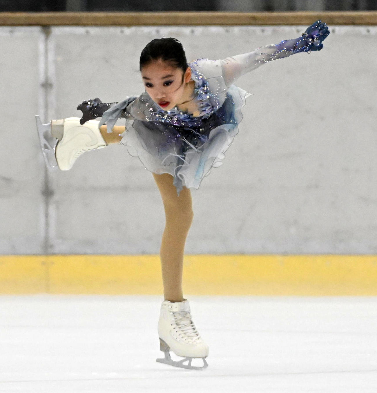 ジュニア女子フリーで演技を行う岡田芽依（撮影・前岡正明）