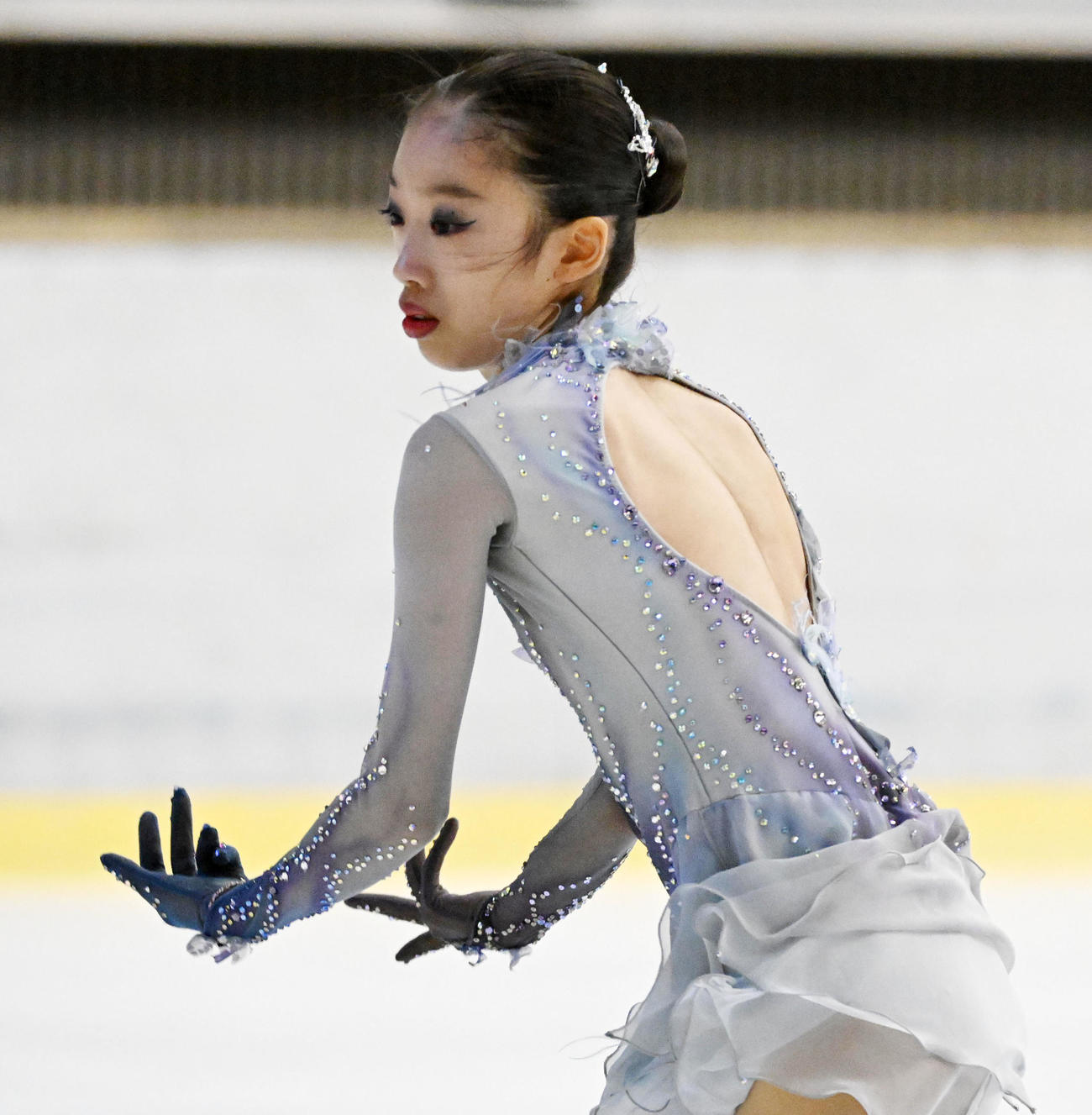 ジュニア女子フリーで演技を行う岡田芽依（撮影・前岡正明）