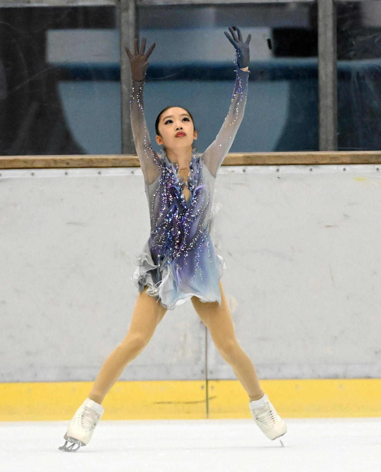 ジュニア女子フリーで演技を行う岡田芽依（撮影・前岡正明）