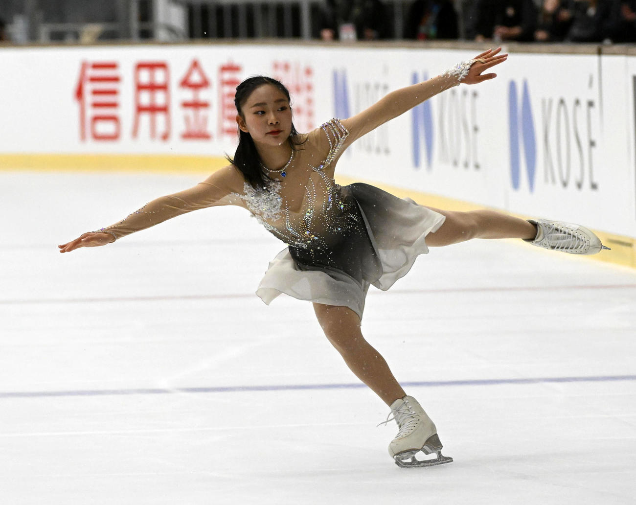 ジュニア女子フリーで演技を行う和田薫子（撮影・前岡正明）