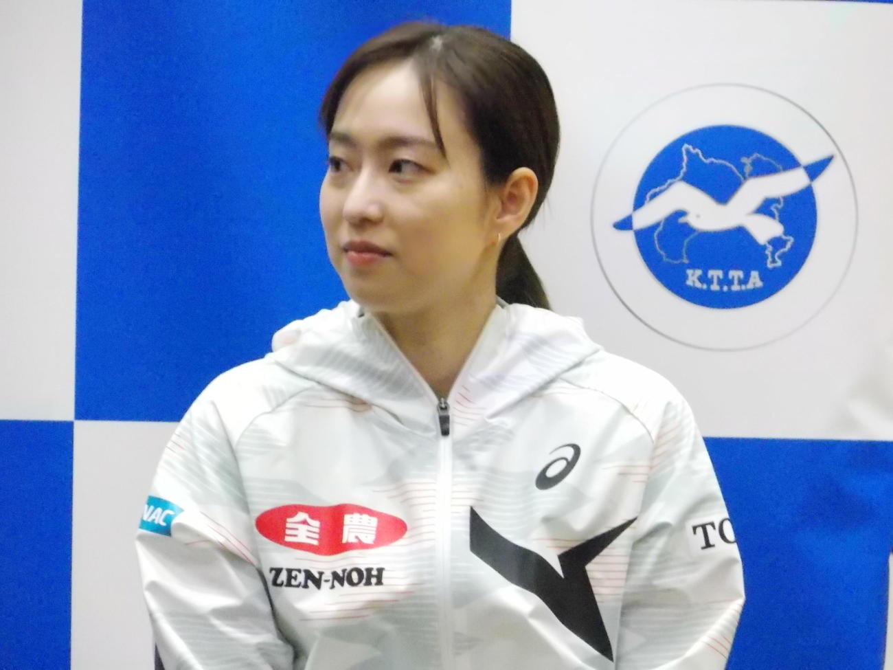 神奈川で行われた47都道府県サンクスツアーでトークショーに参加した石川佳純さん（撮影・松本航）