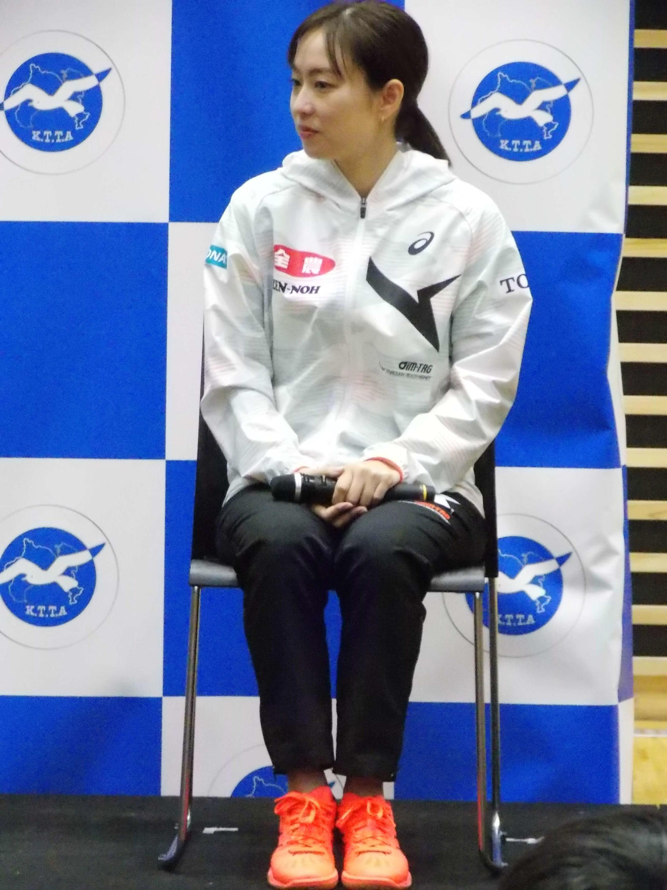 神奈川で行われた47都道府県サンクスツアーでトークショーに参加した石川佳純さん（撮影・松本航）