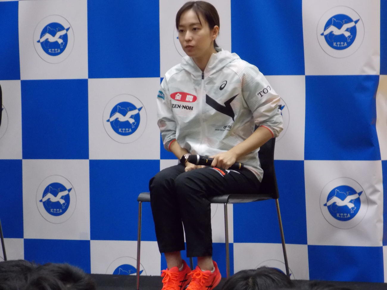神奈川で行われた47都道府県サンクスツアーでトークショーに参加した石川佳純さん（撮影・松本航）