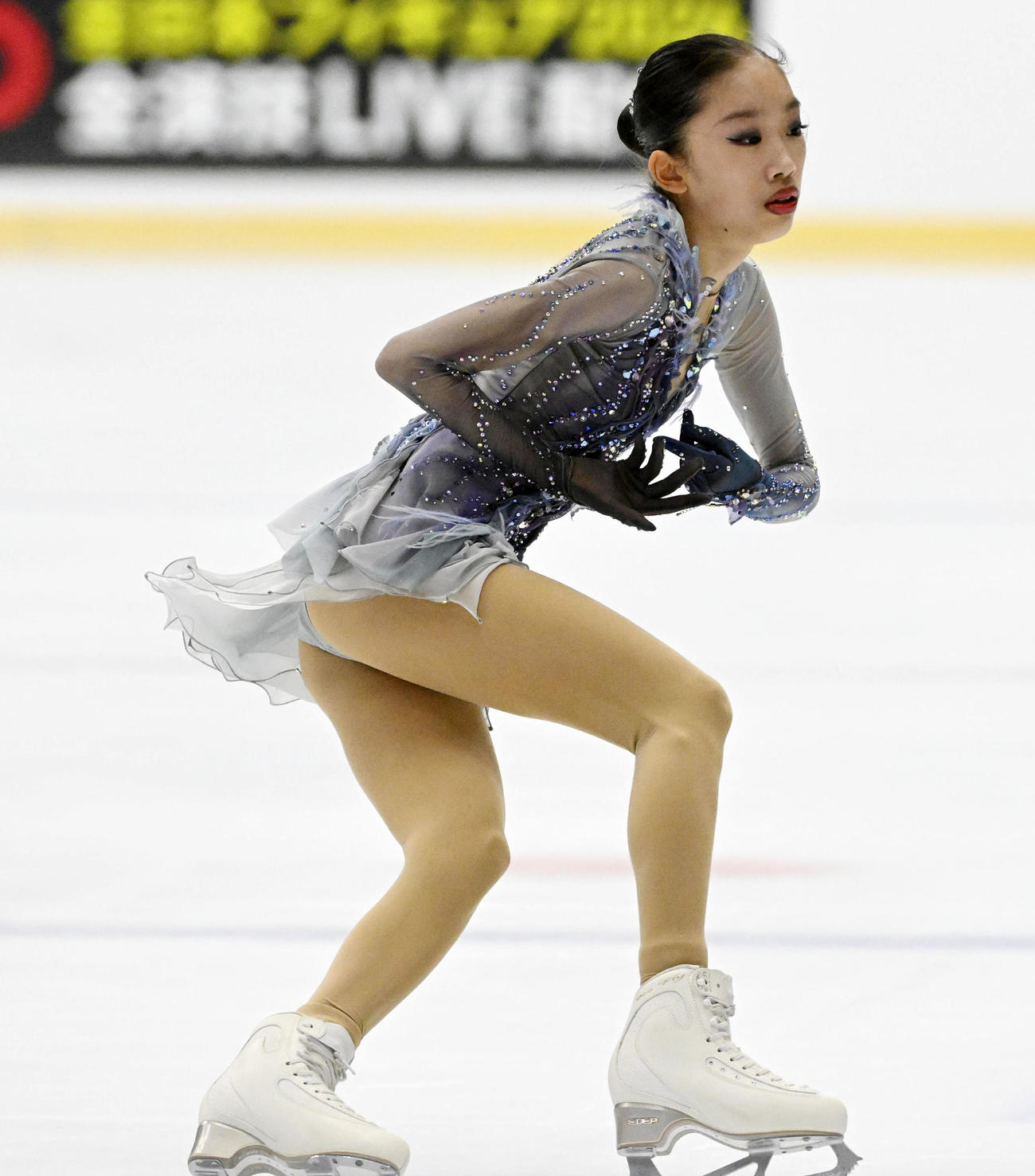 ジュニア女子フリーで演技を行う岡田芽依（撮影・前岡正明）