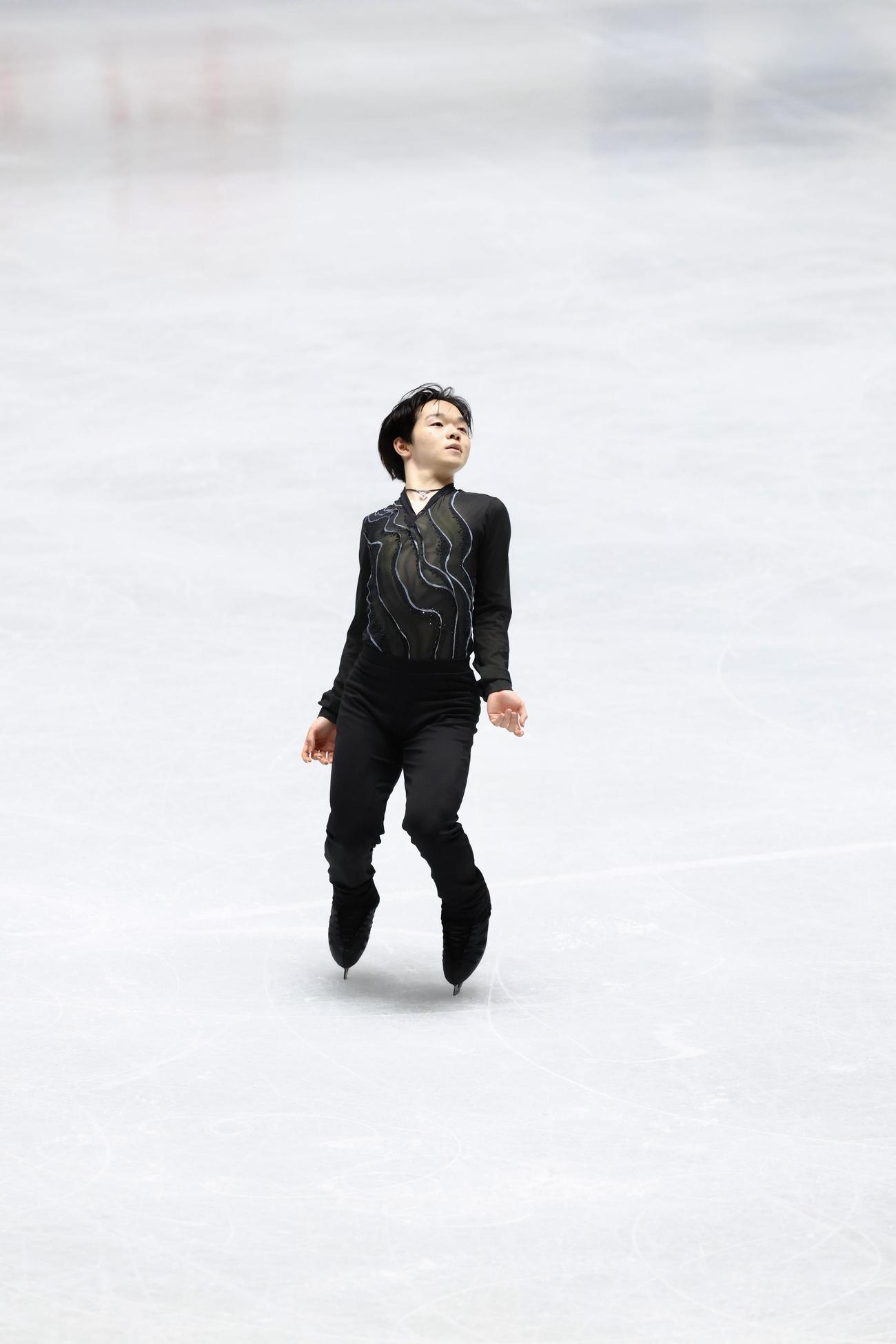 男子SP　演技を披露する鍵山（撮影・河田真司）