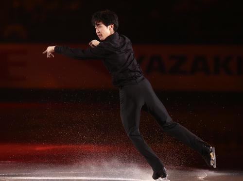 フィギュアスケートGPシリーズ第4戦NHK杯のエキシビションに臨む壷井（撮影・河田真司）