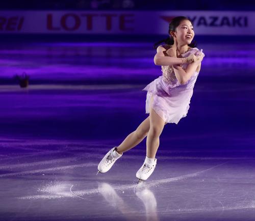 フィギュアスケートGPシリーズ第4戦NHK杯のエキシビションに臨む千葉（撮影・河田真司）