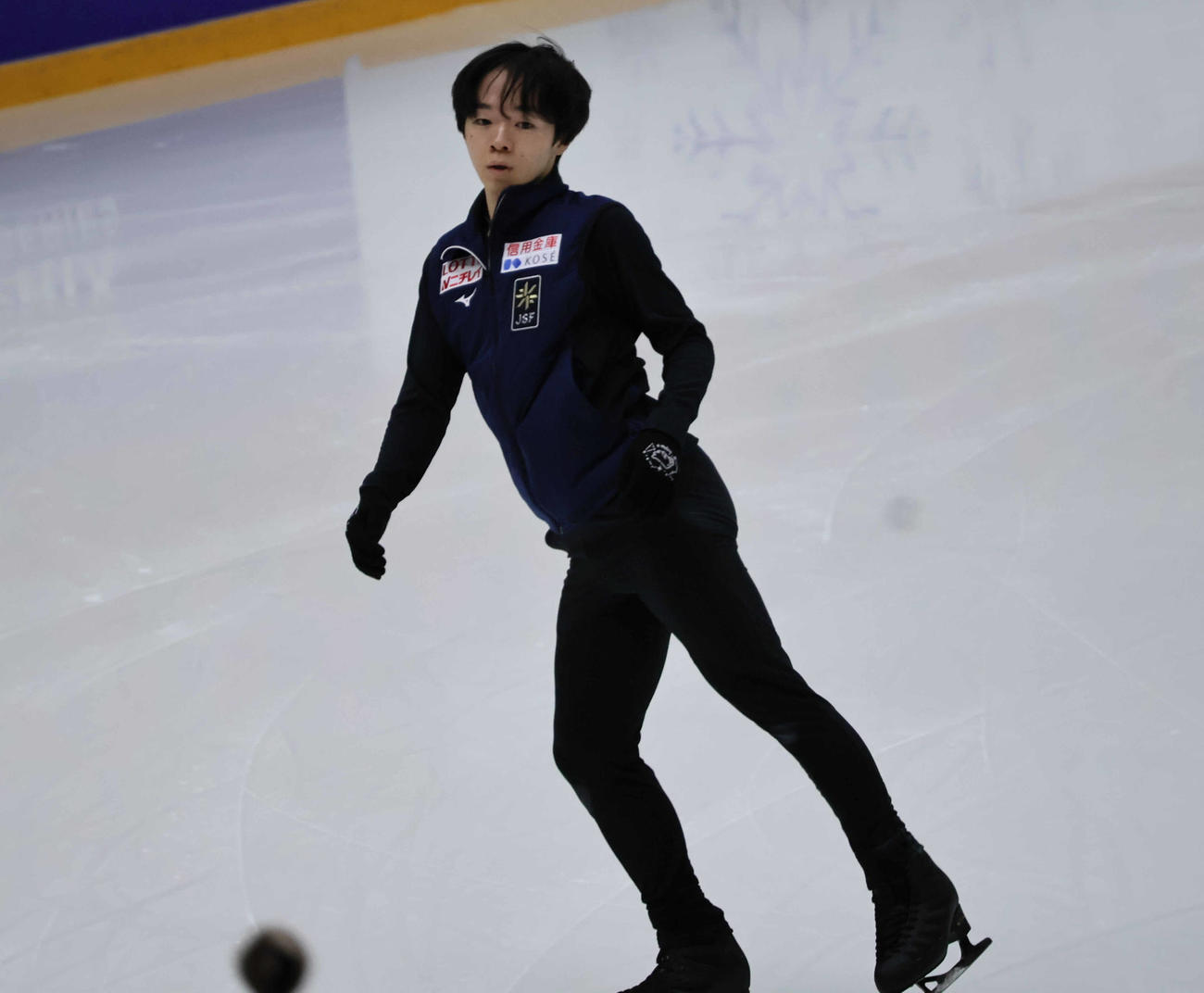 公式練習に参加した鍵山優真（撮影・竹本穂乃加）＝2024年11月14日、フィンランド・ヘルシンキ