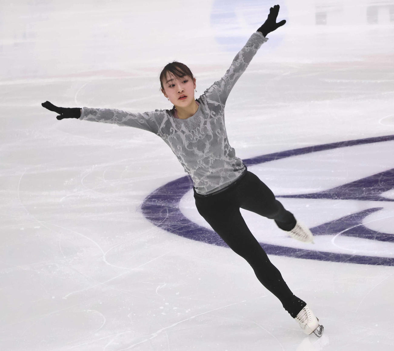公式練習に参加した松生理乃（撮影・竹本穂乃加）＝2024年11月14日、フィンランド・ヘルシンキ