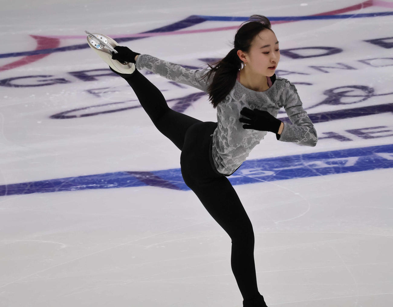 公式練習に参加した松生理乃（撮影・竹本穂乃加）＝2024年11月14日、フィンランド・ヘルシンキ