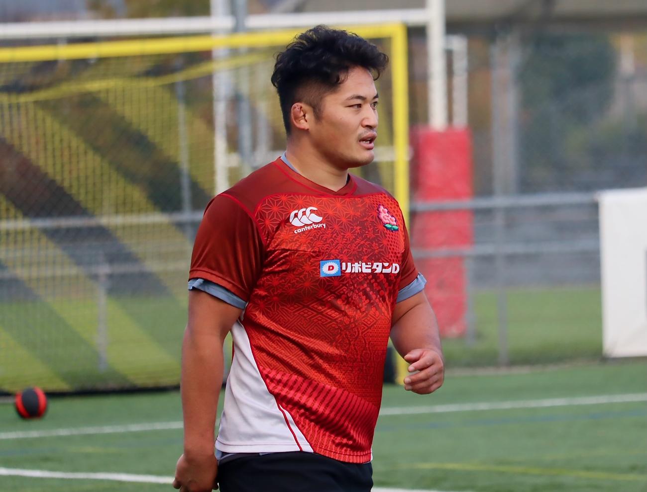 14日の練習に参加した日本代表プロップ為房慶次朗（C）JRFU