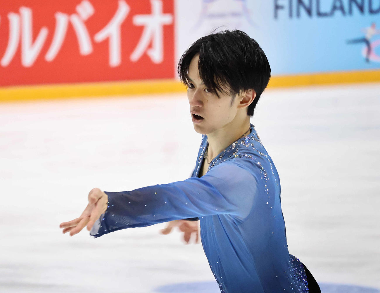 フリーに臨んだ山本草太（撮影・竹本穂乃加）＝2024年11月16日、フィンランド・ヘルシンキ