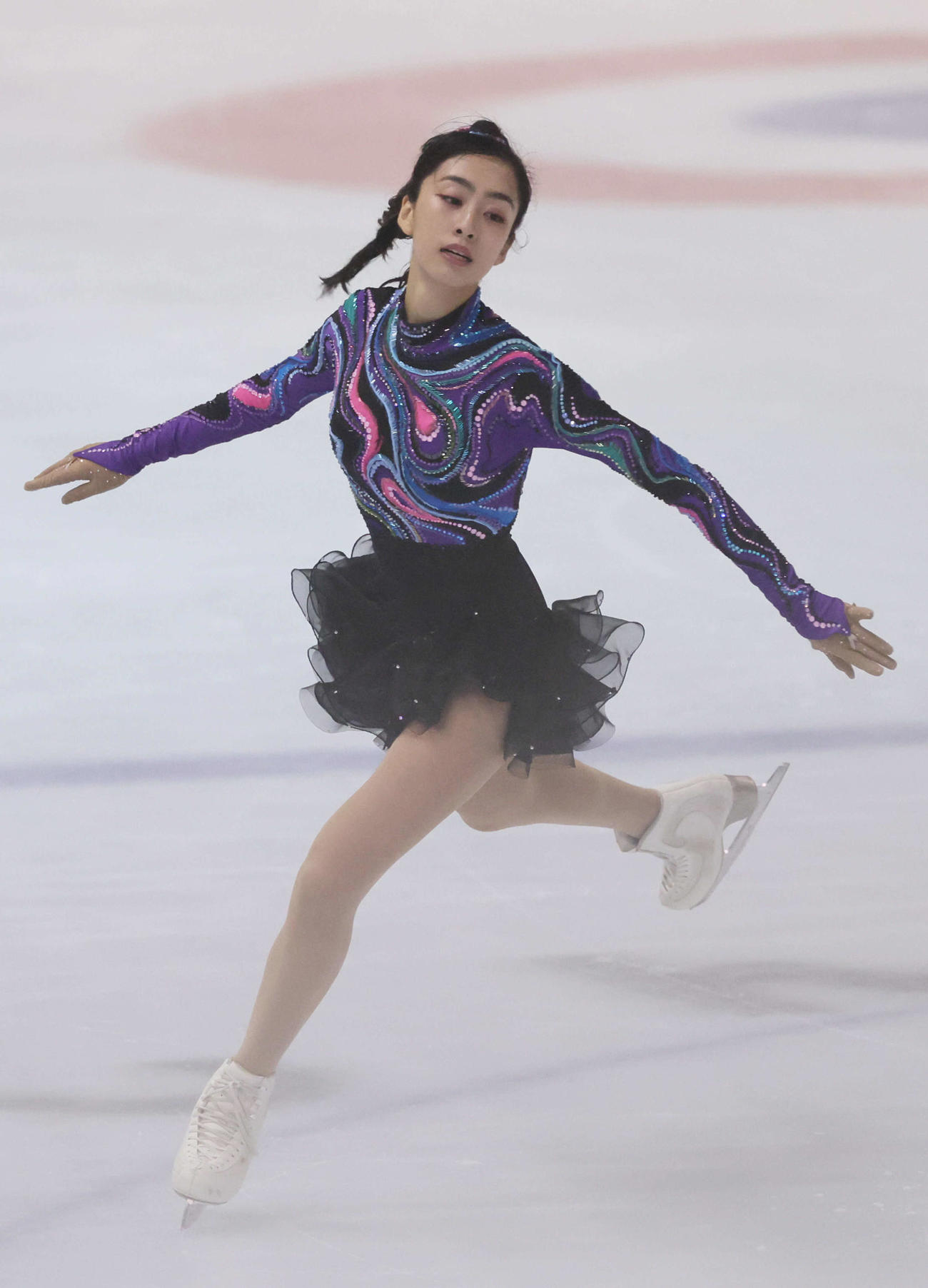 全日本ジュニア女子SPで演技をする櫛田育良（撮影・加藤孝規）