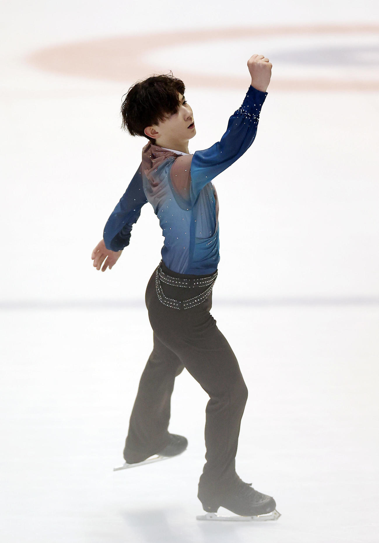 全日本ジュニア選手権の男子フリーで演技する中田璃士（撮影・前田充）