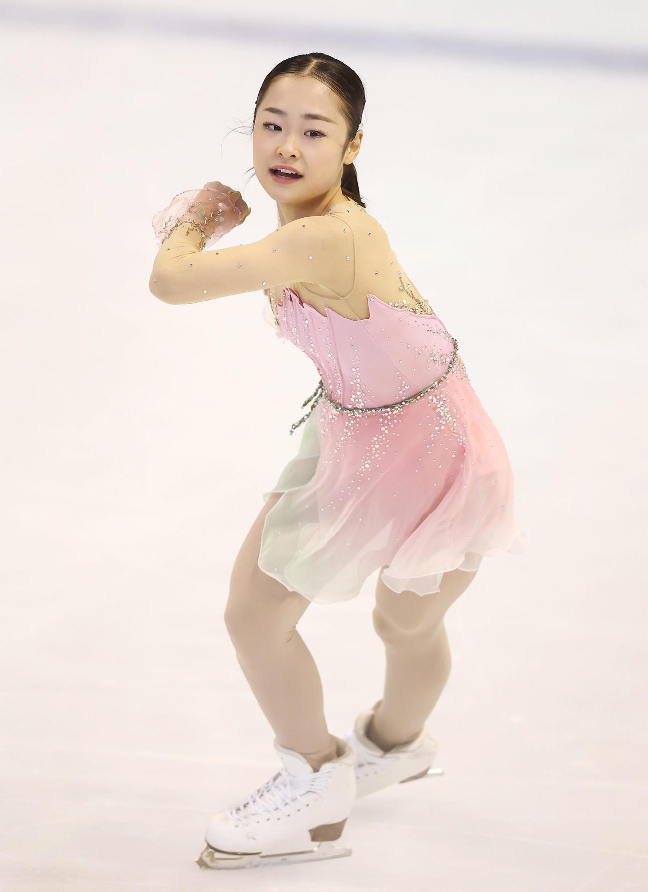 全日本ジュニア選手権の女子フリーで演技する島田麻央（撮影・前田充）