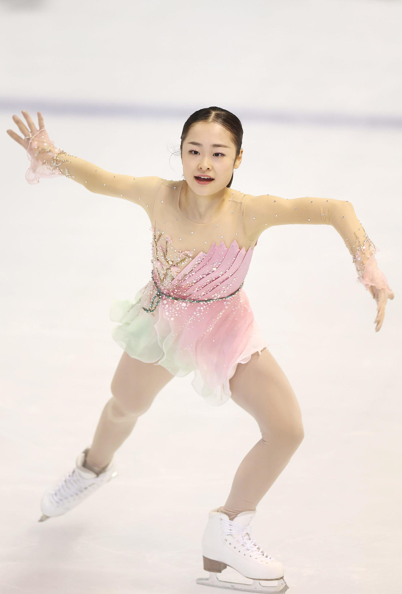 全日本ジュニア選手権の女子フリーで演技する島田麻央（撮影・前田充）