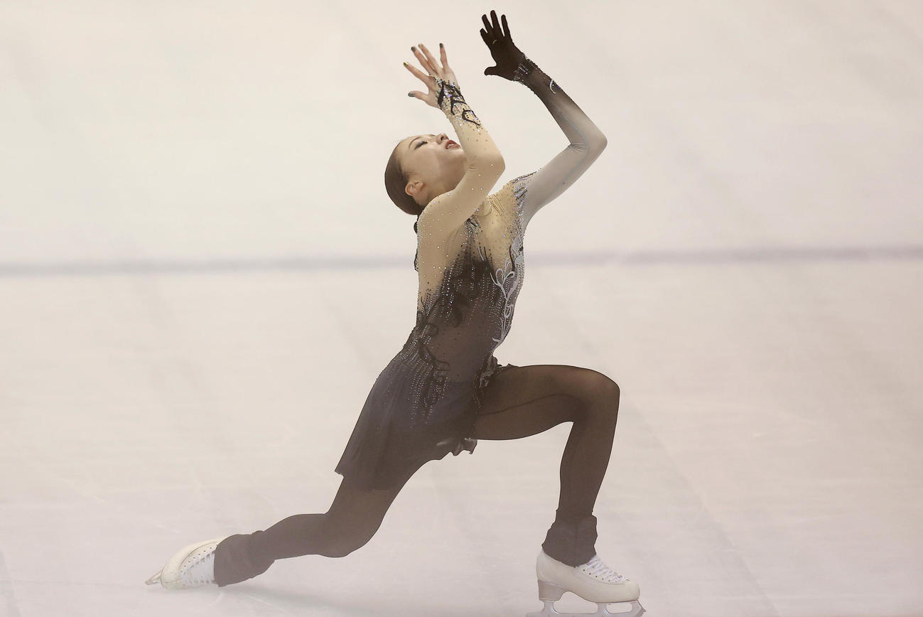全日本ジュニア選手権の女子フリーで演技する上薗恋奈（撮影・前田充）